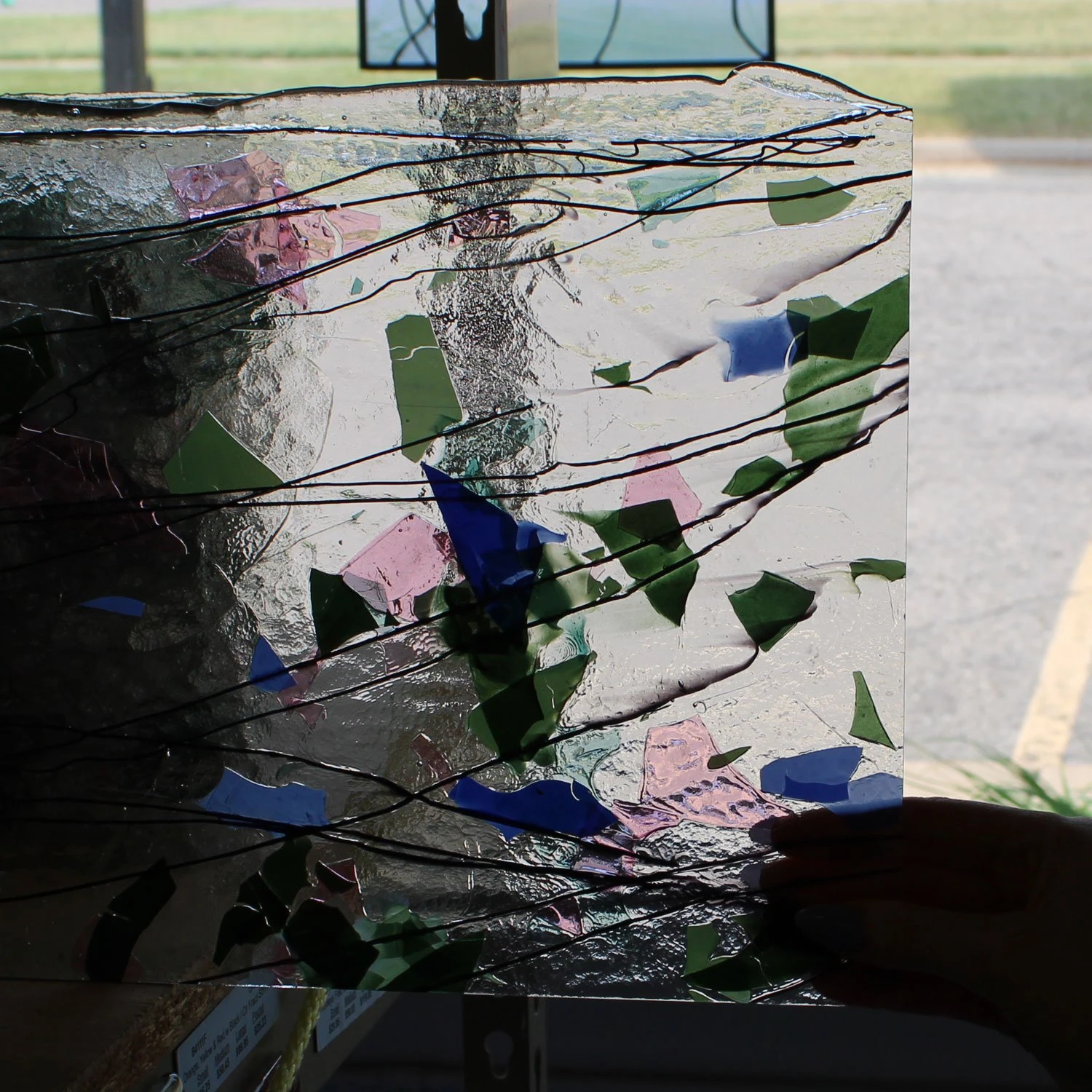 Bullseye Blue, Green, Aqua And Pink On Clear Fracture-Streamer - 90 COE 5 Bullseye Blue, Green, Aqua And Pink On Clear Fracture-Streamer - 90 COE - Image 5