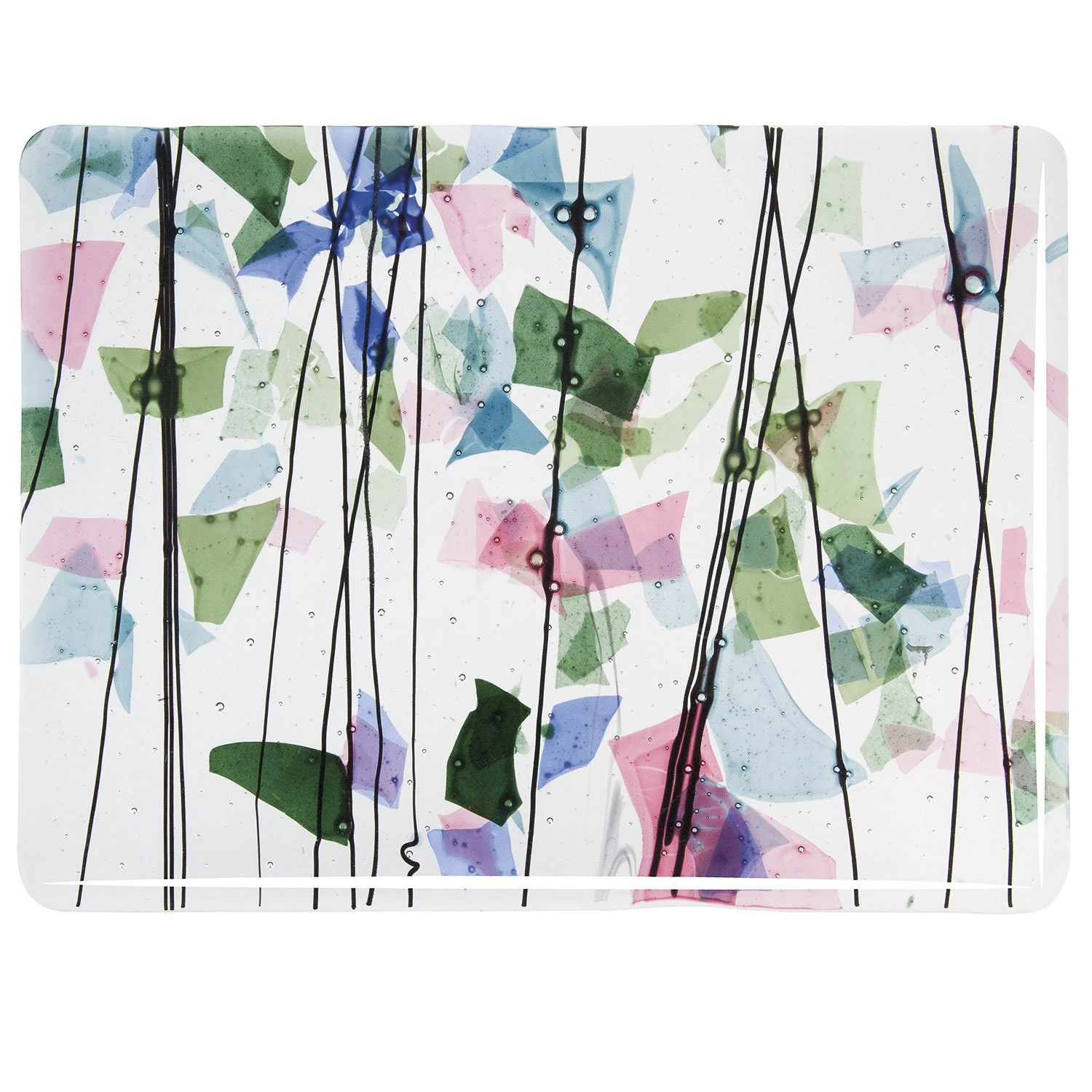 Bullseye Blue, Green, Aqua And Pink On Clear Fracture-Streamer - 90 COE 6 Bullseye Blue, Green, Aqua And Pink On Clear Fracture-Streamer - 90 COE - Image 6