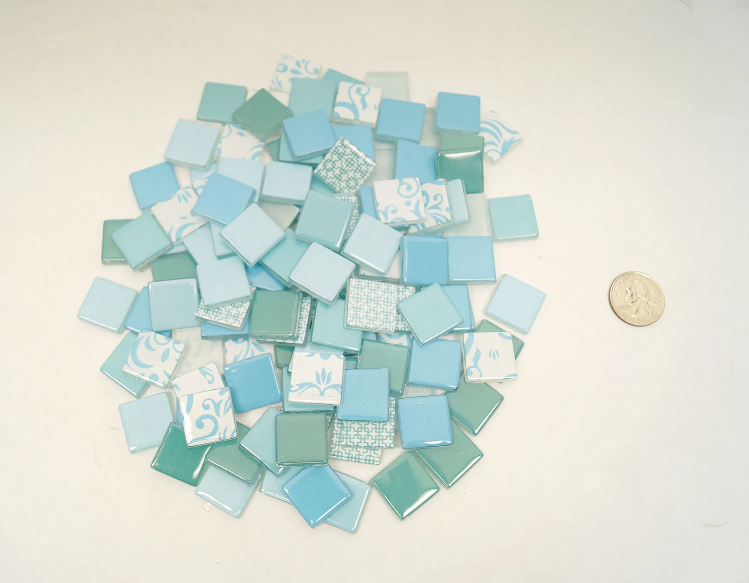 3/4" Ocean Tide Patchwork Glass Tile Assortment - 1 Lb 2 3/4" Ocean Tide Patchwork Glass Tile Assortment - 1 Lb - Image 2