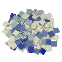 3/4" Singing The Blues Patchwork Glass Tile Assortment - 1 Lb