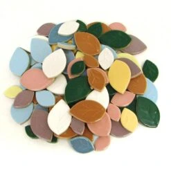 Assorted Ceramic Leaf Tiles - 1 Lb