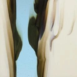 Bullseye French Vanilla With Light Turquoise Blue Cascade Double Rolled - 90 COE