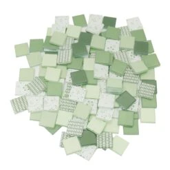 3/4" Grass Green Patchwork Glass Tile Assortment - 1 Lb