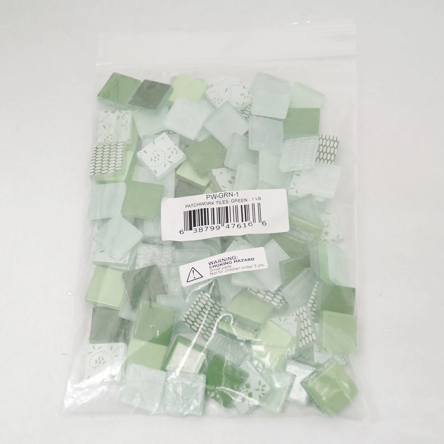 3/4" Grass Green Patchwork Glass Tile Assortment - 1 Lb 4 3/4" Grass Green Patchwork Glass Tile Assortment - 1 Lb - Image 4